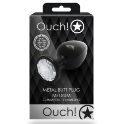 Ouch! Bijou anal Round Gem M 7 x 3.3 cm Noir-transparent